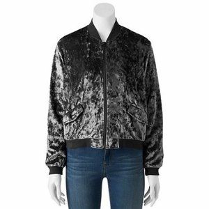 Cloud Chaser Velvet Bomber Jacket - Perfect Black, M
